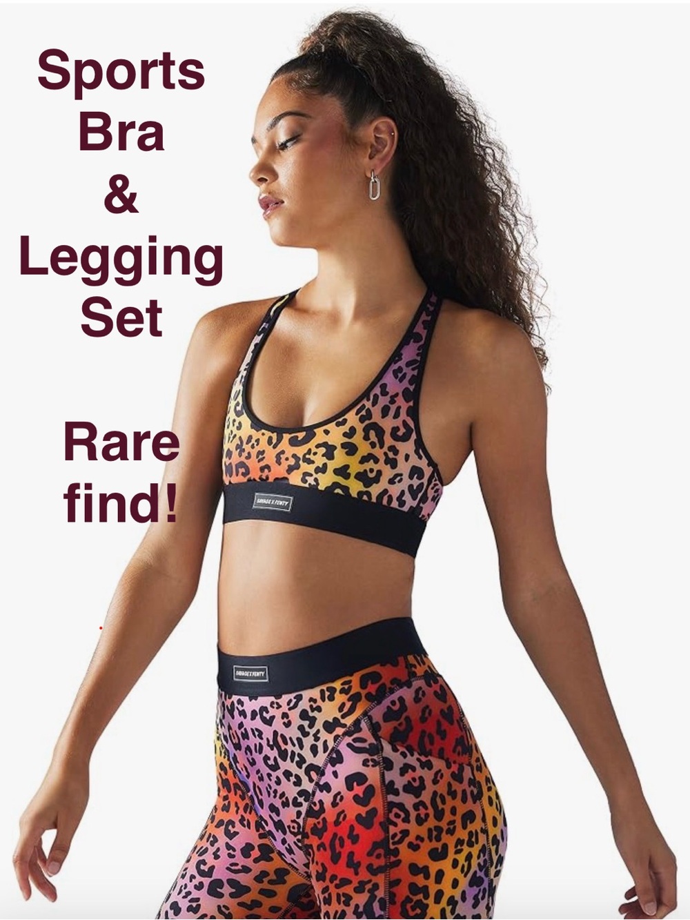 Savage x Fenty Multi Colored Leopard Sports Bra &Leggings SET!!!
